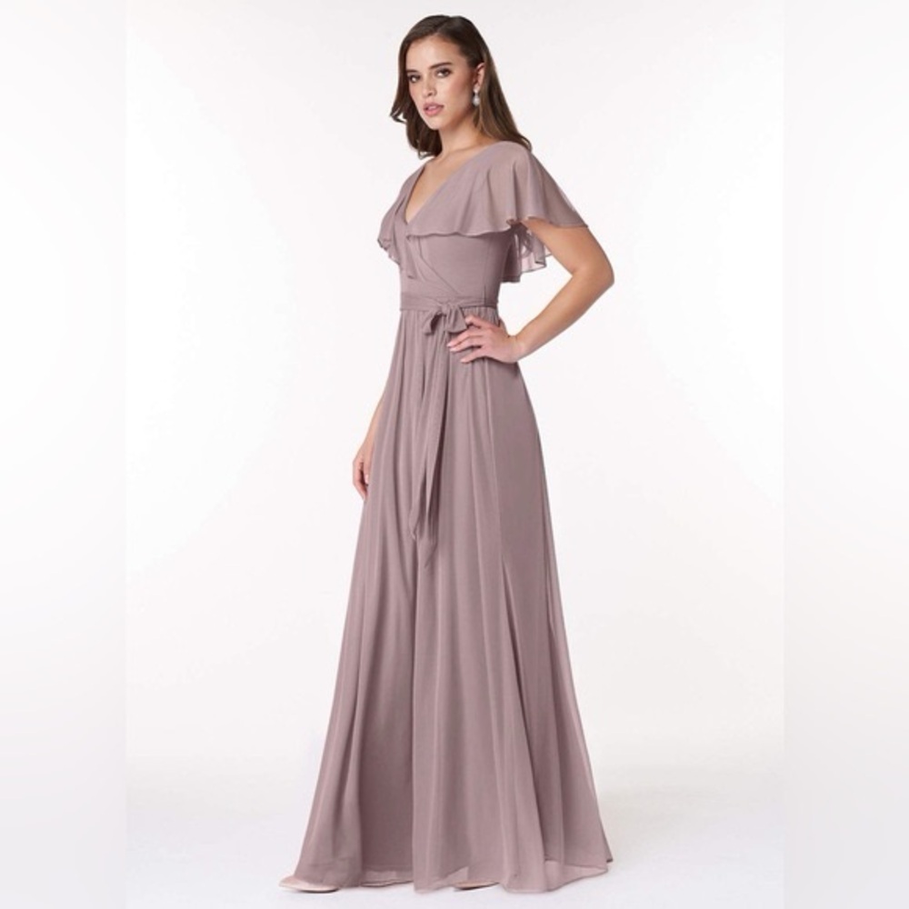 Azazie Jael A-Line V-Neck Mesh Dress